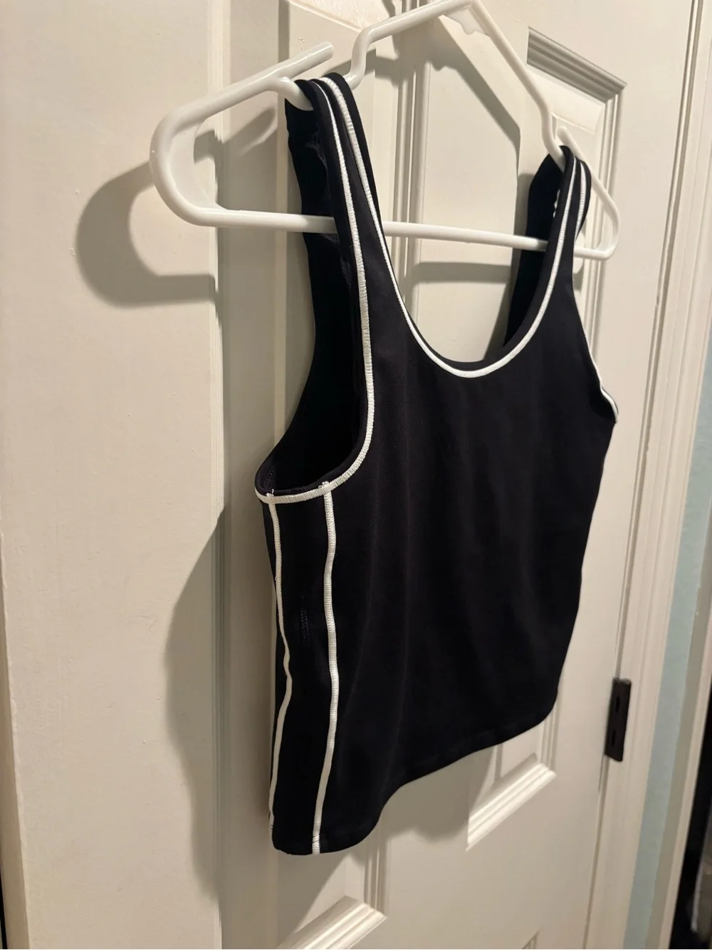 Athleta Black Tank Top with White Piping